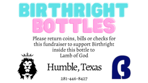 Birthright Charity Humble Texas birthright bottles Lamb of Godhttps://lamb-of-god-dce.ticketleap.com/family-retreat/ 